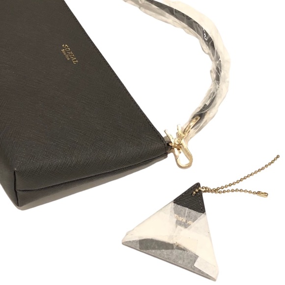 Sorial Saffiano Vegan Leather Dark Grey Wristlet Brand New With Tags - Picture 5 of 12